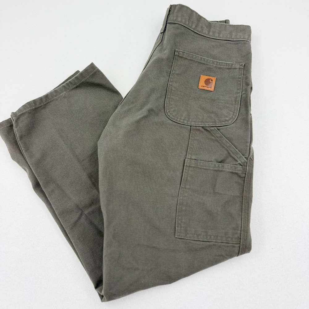 Carhartt B11-MOS Carpenter Pants Mens 29x30 Moss Green Canvas Excellent